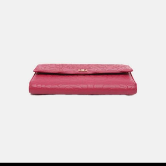 Chanel Pink Camellia Embossed Leather CC Flap Wallet - Picture 6 of 8